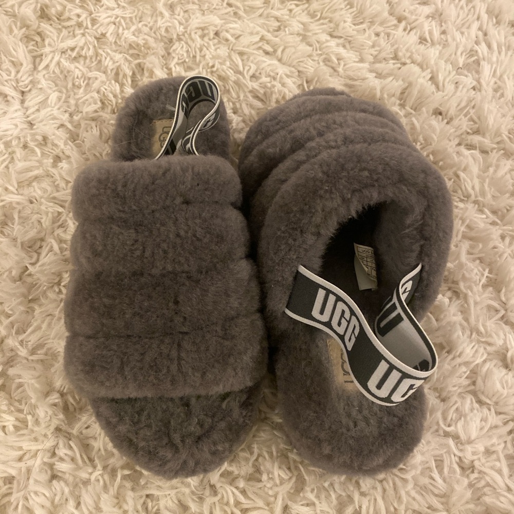 Never worn: UGG shearling grey sandals